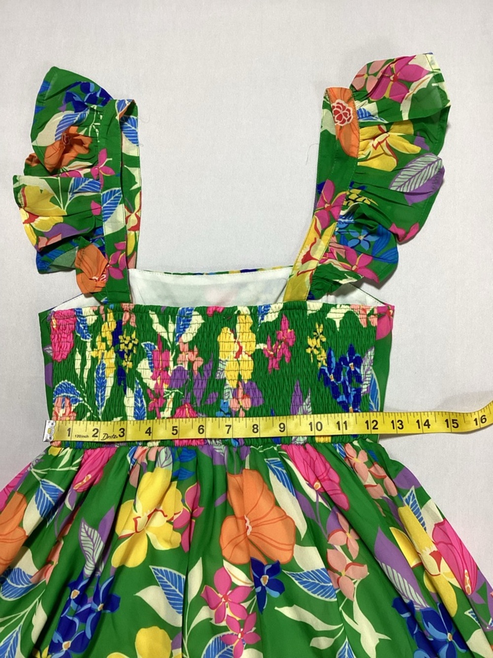 Flying Tomato Green Floral Ruffle Maxi Dress with Multicolor Floral Print - Picture 12 of 13